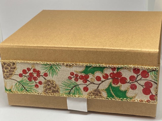 Delightful Natural skincare  Kraft Gift box with Christmas ribbon