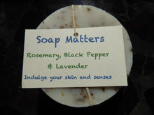 Load image into Gallery viewer, Rosemary, Black Pepper and Lavender natural soap